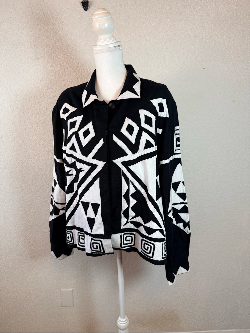 Coldwater Creek Vintage 90s Reversible‎ Jacket Black & White Size XL